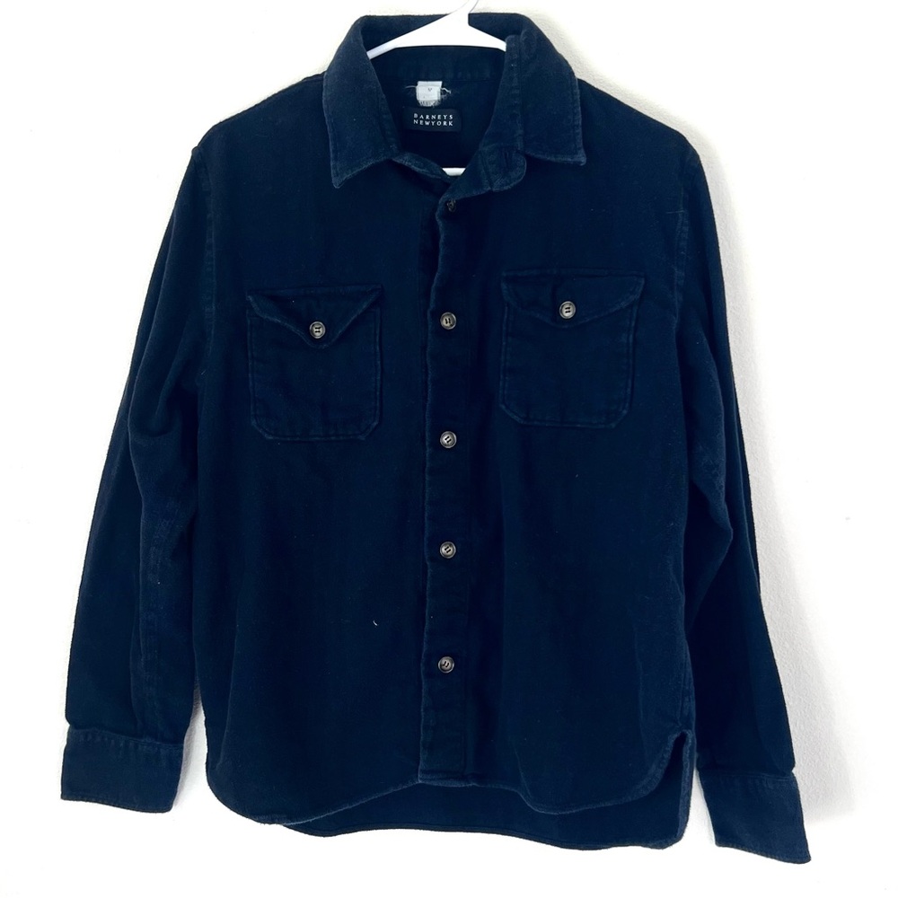 Barneys New York navy and black plaid flannel button down men’s medium